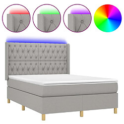 vidaXL Sommier à lattes de lit matelas LED Gris clair 140x190 cm Tissu