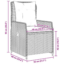 vidaXL Chaises inclinables de jardin lot de 2 gris résine tressée pas cher