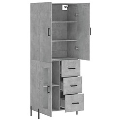 Avis vidaXL Buffet haut Gris béton 69,5x34x180 cm Bois d'ingénierie