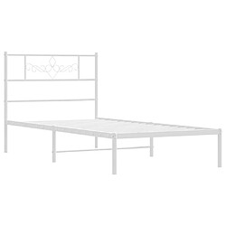 Acheter Vidaxl Cadre de lit métal avec tête de lit blanc 75x190 cm