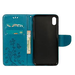 Acheter Wewoo Housse Étui à rabat horizontal avec motif papillon en relief fente pour cartes & porte-monnaie & lanière iPhone XR bleu