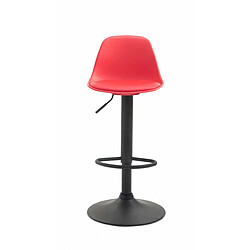 Decoshop26 Tabouret de bar avec repose-pieds design moderne dossier en plastique et synthétique rouge pieds noir mat 10_0000796