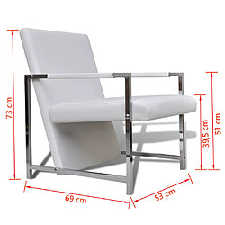 vidaXL Fauteuil avec pieds chromés Blanc Similicuir pas cher