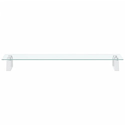 Avis vidaXL Support de moniteur blanc 80x20x8 cm verre trempé et métal