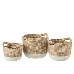 Dansmamaison Set De 3 Paniers Ronds Zostere Naturel/Blanc