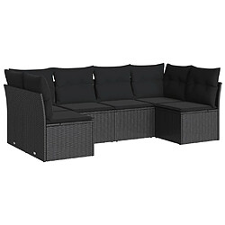 Maison Chic Salon de jardin 6 pcs avec coussins | Ensemble de Table et chaises | Mobilier d'Extérieur noir résine tressée -GKD48531