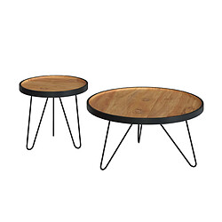 Rendez Vous Deco Tables basses gigognes Bao en bois de teck et métal (lot de 2)