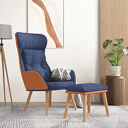 vidaXL Chaise de relaxation avec repose-pied Bleu Similicuir et tissu