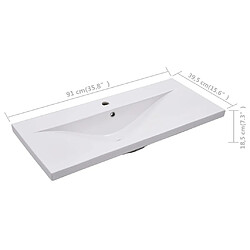 vidaXL Lavabo encastré 91 x 39,5 x 18,5 cm Céramique Blanc pas cher