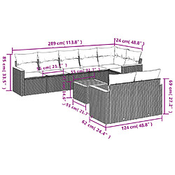 Avis Maison Chic Salon de jardin 9 pcs avec coussins | Ensemble de Table et chaises | Mobilier d'Extérieur gris résine tressée -GKD35357