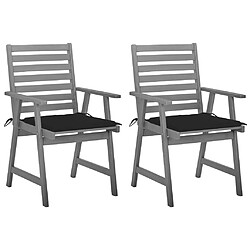 vidaXL Chaises à manger d'extérieur lot de 2 et coussins Acacia massif