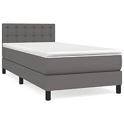 vidaXL Sommier à lattes de lit avec matelas Gris 80x200 cm Similicuir