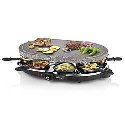 Princess Appareil à Raclette et Pierre à cuire Party 8 ovale pour 8 personnes 1200W gris noir