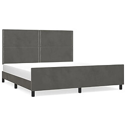 Maison Chic Cadre/structure de lit avec tête de lit pour adulte - Lit Moderne Chambre Gris foncé 160x200 cm Velours -MN23375