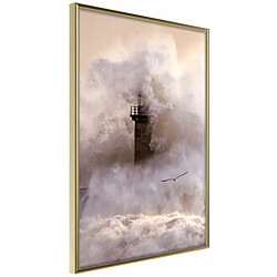 Paris Prix Affiche Murale Encadrée Lighthouse During a Storm 20 x 30 cm Or