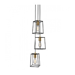 Luminaire Center Suspension moderne Alanis Noir mat, doré 3 ampoules