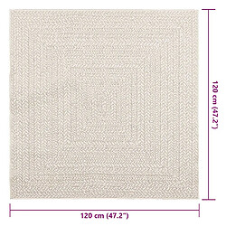 vidaXL Tapis ZIZUR crème 120x120 cm aspect de jute intérieur extérieur pas cher