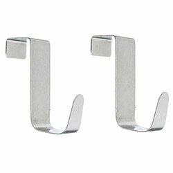 Lot de 2 Patères de Porte en Inox 1 Crochet 7cm Argent