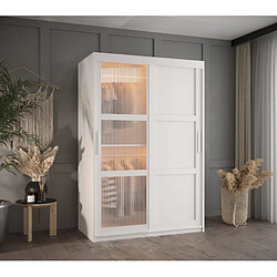 Abiks Meble Armoire Flutes 3 à Portes Coulissantes 200/120/62 2 Portes (blanc)