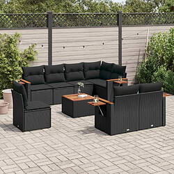 Maison Chic Salon de jardin 9 pcs avec coussins | Ensemble de Table et chaises | Mobilier d'Extérieur noir résine tressée -GKD10407