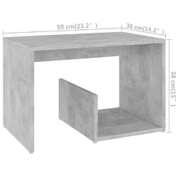 vidaXL Table d'appoint Gris béton 59x36x38 cm Aggloméré pas cher