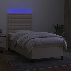 Avis vidaXL Sommier à lattes de lit et matelas et LED Crème 90x190 cm Tissu