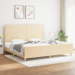 Maison Chic Cadre/structure de lit avec tête de lit pour adulte - Lit Moderne Chambre Crème 200 x 200 cm Tissu -MN89307