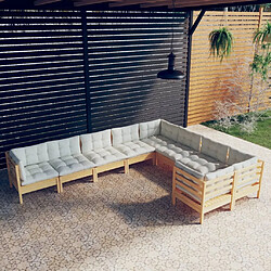 Maison Chic Salon de jardin 9 pcs + coussins - Mobilier/Meubles de jardin - Table et chaises d'extérieur crème Bois de pin -MN22069