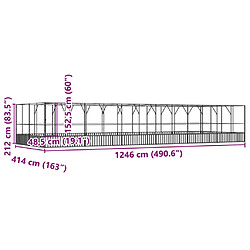 vidaXL Volière avec extension argenté 1246x414x212 cm acier pas cher