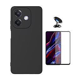 Kit De Film En Verre Trempé À Coque Complète 5D + Couvercle En Silicone Liquide + Support Magnétique Phonecare Pour Oppo A3 4G - Noir