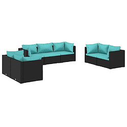 Maison Chic Salon de jardin 7 pcs + coussins - Mobilier/Meubles de jardin - Table et chaises d'extérieur Résine tressée Noir -MN27818