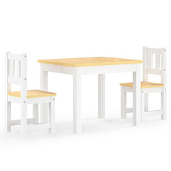 vidaXL Ensemble de table et chaises pour enfants 3 pcs Blanc et beige