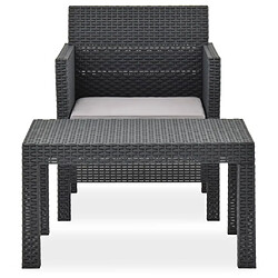 Maison Chic Salon de jardin 2 pcs avec coussins - Table et chaises d'extérieur - Mobilier/Meubles de jardin Moderne PP Rotin Anthracite -MN73304