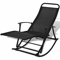 Maison Chic Chaise à bascule de jardin - Fauteuil d'extérieur Acier et textilène Noir -MN93966