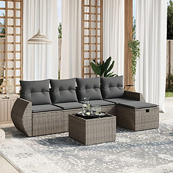 vidaXL Salon de jardin 6 pcs avec coussins gris résine tressée