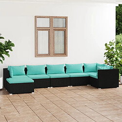 Maison Chic Salon de jardin 7 pcs + coussins - Mobilier/Meubles de jardin - Table et chaises d'extérieur Résine tressée Noir -MN95428