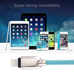 Wewoo Câble bleu pour iPhone X / 8 & 8 Plus / 7 & 7 Plus / 6 & 6s & 6 Plus & 6s Plus / iPad 1M Woven Style Metal Head 108 noyaux de cuivre Lightning à USB Data Sync de charge, pas cher