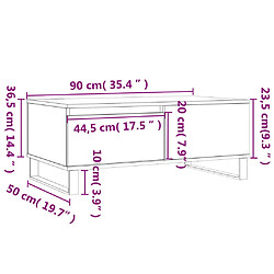 vidaXL Table basse Chêne marron 90x50x36,5 cm Bois d'ingénierie pas cher