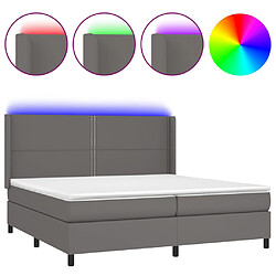 vidaXL Sommier à lattes de lit matelas LED Gris 200x200 cm Similicuir