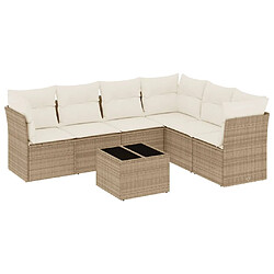 vidaXL Salon de jardin avec coussins 7 pcs beige résine tressée