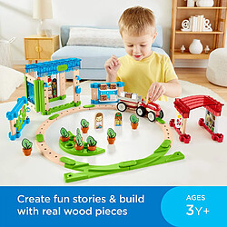 Fisher-Price Wonder Makers Le Centre-Ville, coffret de construction et pistes, jouet en bois pour enfant de 3 ans et plus, FXG14