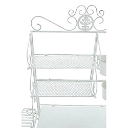 Decoshop26 Etagère de rangement pour véranda jardin balcon pliable fleur plante avec paniers en métal blanc vieilli 10_0003820 pas cher