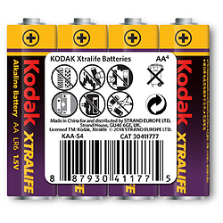 KODAK - Pile - XTRALIFE Alcaline - AA/LR06 - pack de 4 shrink - Multicolore