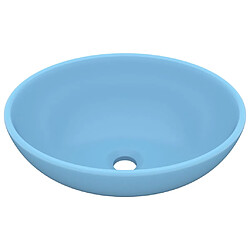 vidaXL Lavabo ovale de luxe Bleu clair mat 40x33 cm Céramique