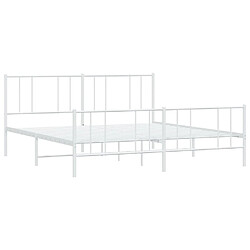 Maison Chic Lit adulte - Lit simple Cadre de lit métal avec tête de lit/pied de lit,Structure du lit Contemporain pour chambre blanc 180x200cm -MN76548 pas cher