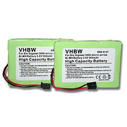 Vhbw 2 x Batteries 500mAh (3.6V) pour Siemens Gigaset 3000 Micro (L) 3010 Micro 3015 Micro 3020 Micro Telekom T-Sinus 45M etc. Remplace: V30145-K1310-X143