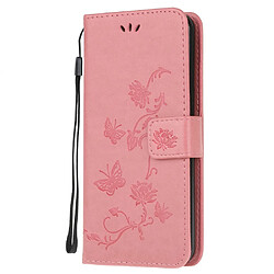 Etui en PU empreinte fleur de papillon avec sangle rose pour votre Nokia 5.3