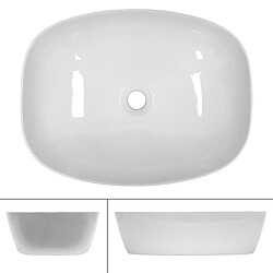 Ecd Germany Lavabo forme ovale 505x385x135 mm, blanc, céramique - incl. set d'évacuation sans trop-plein