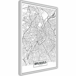 Paris Prix Affiche Murale Encadrée City map Brussels 30 x 45 cm Blanc