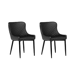 Beliani Set de 2 Cuir PU Chaise de salle à manger Noir SOLANO